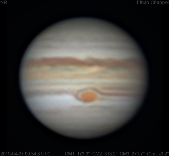 Clouds from the South Equatorial Belt are circulating around the Great Red Spot in a similar fashion to 2018