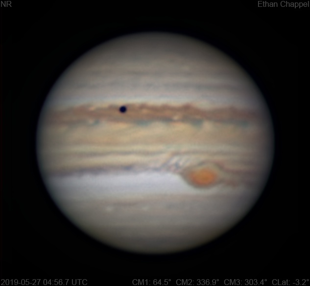 The Great Red Spot is highly sheared on the western edge.