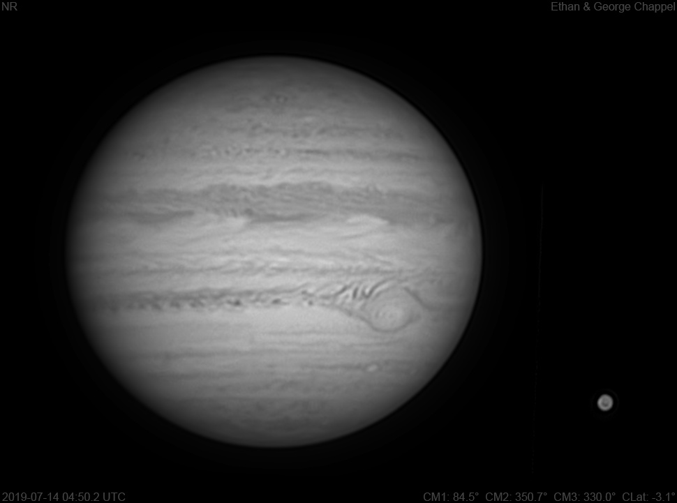 The faint STB Spectre is 48,000 km long. The eastern end is south of the GRS.