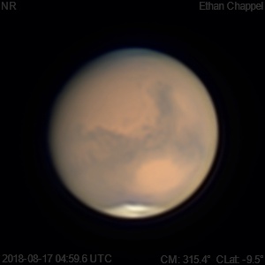 Sinus Meridiani is rising and reaches the central meridian.