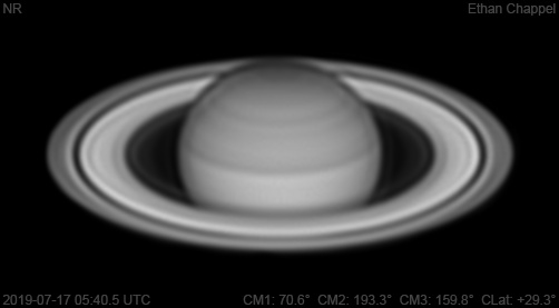 The North Tropical Zone almost blends in with the surrounding bands in near-infrared, but not in visible light.